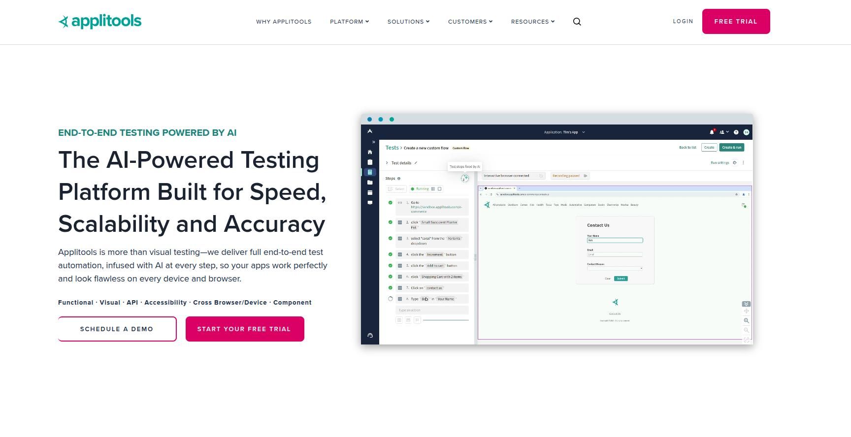 Applitools Ultrafast Test Cloud api-testing-platform
