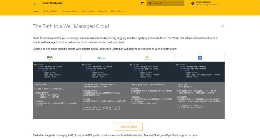 Cloud Custodian tool
