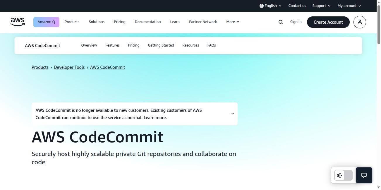 aws-codecommit github's alternative