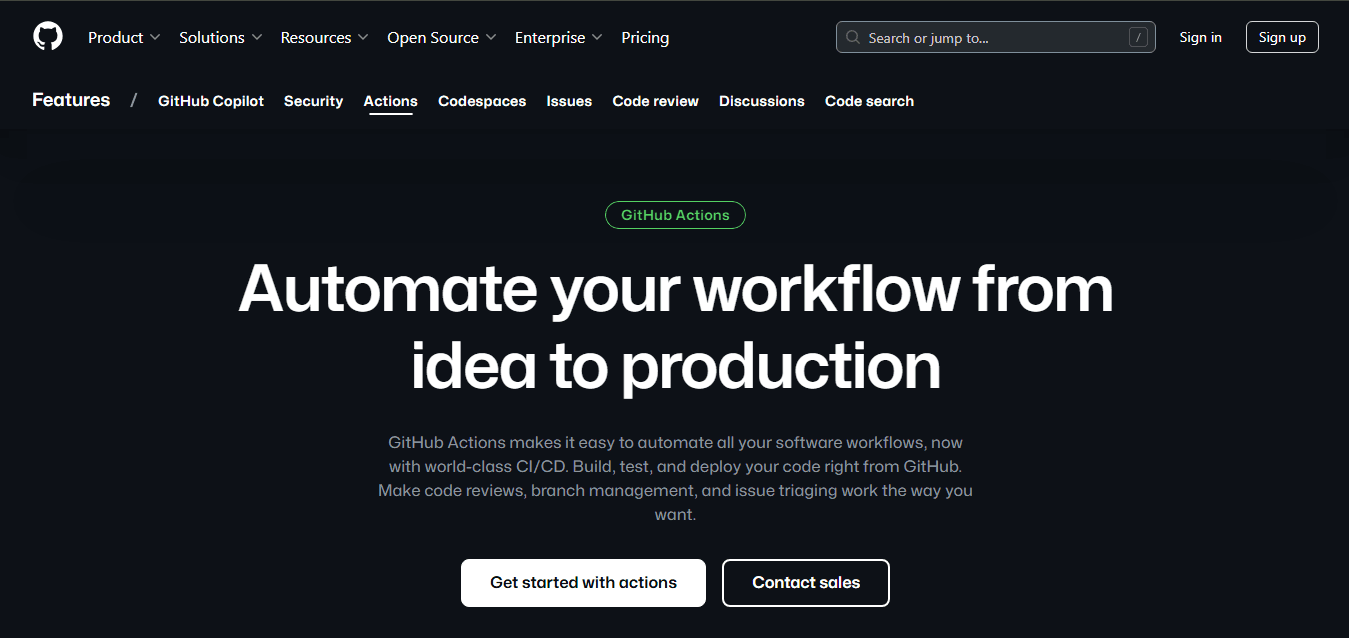 github actions ci/cd tool