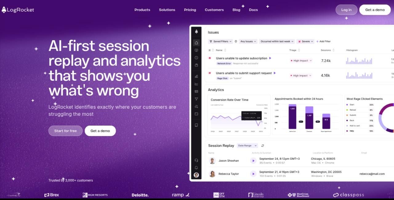logrocket  nodejs monitoring tool