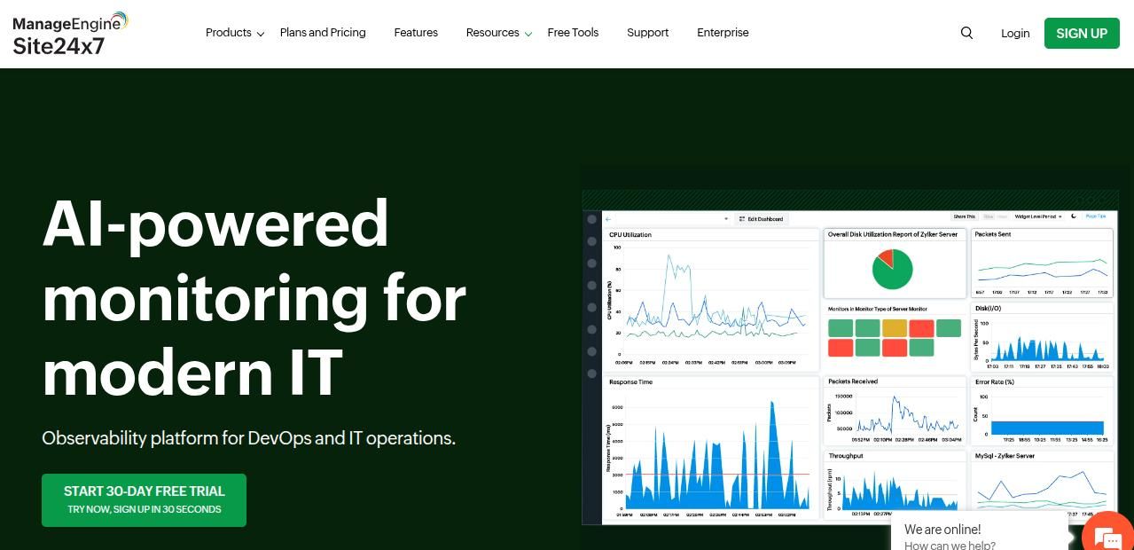 site24x7  nodejs monitoring tool