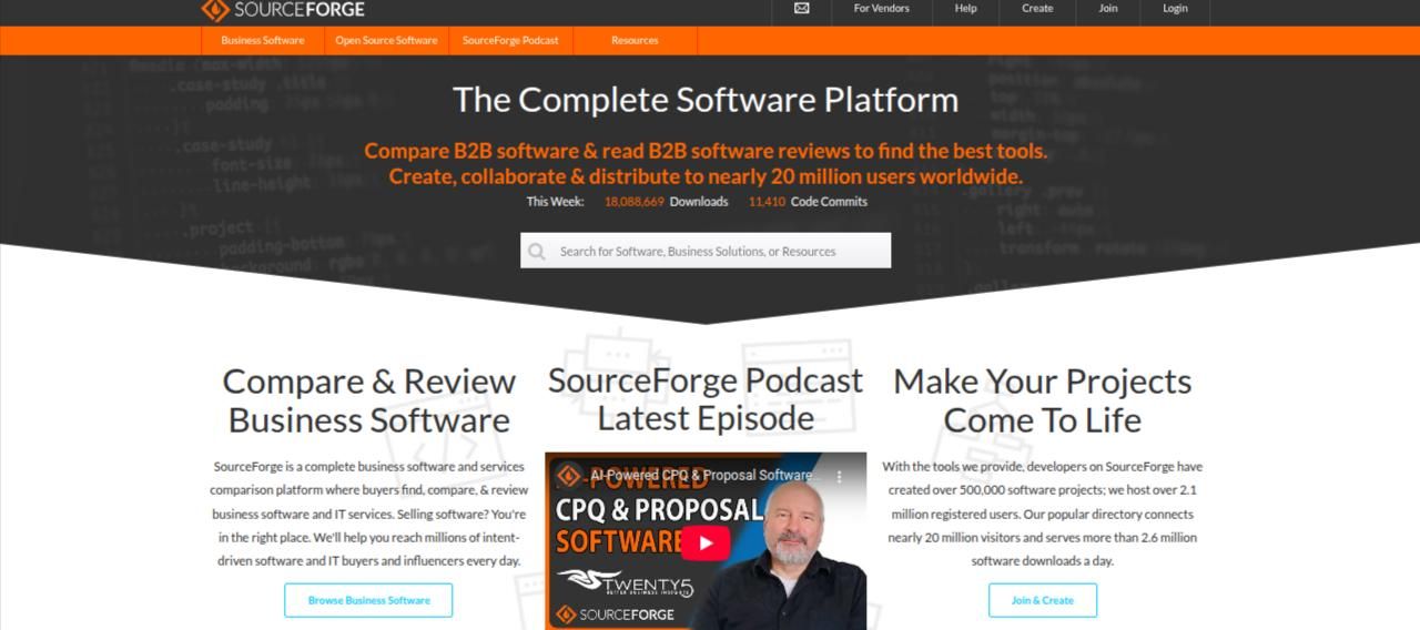 sourceforge github's alternative