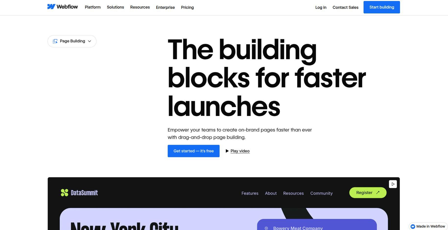 webflow landing page builder